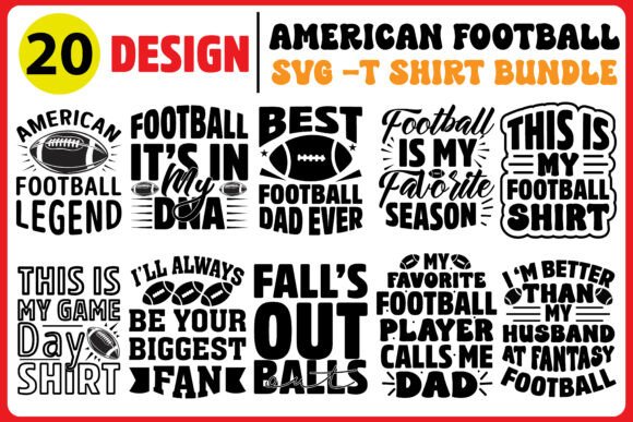 American Football SVG Bundle 20 Designs