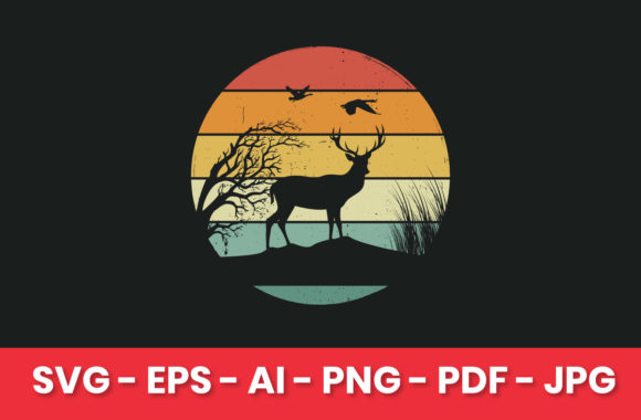 Deer Hunting Vintage Style Retro T-Shirt Graphics and Crafts