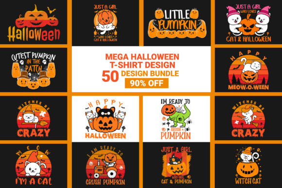Mega Halloween T-shirt SVG Design Bundle