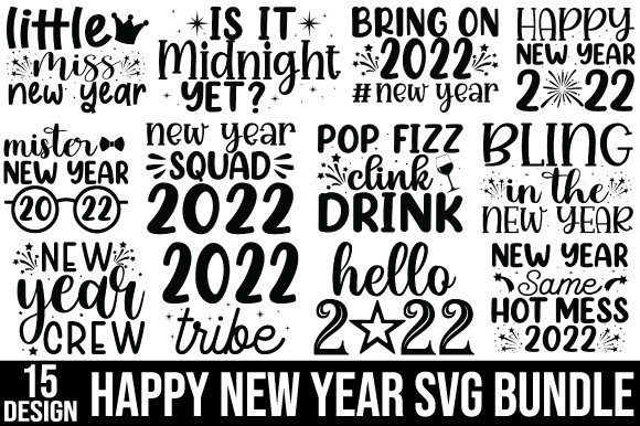 New Year T-shirt Design SVG Bundle