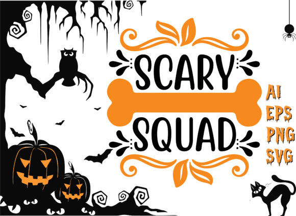Scary Squad Halloween T-Shirt: Graphics for Crafts & Small Business