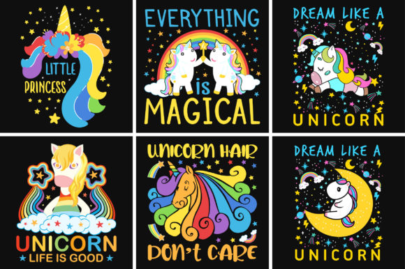 Unicorn Kids SVG T-shirt Design Bundle
